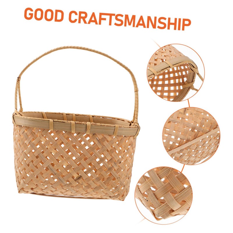Large Handmade Bamboo Woven Storage Basket For Home No Color - Image 4