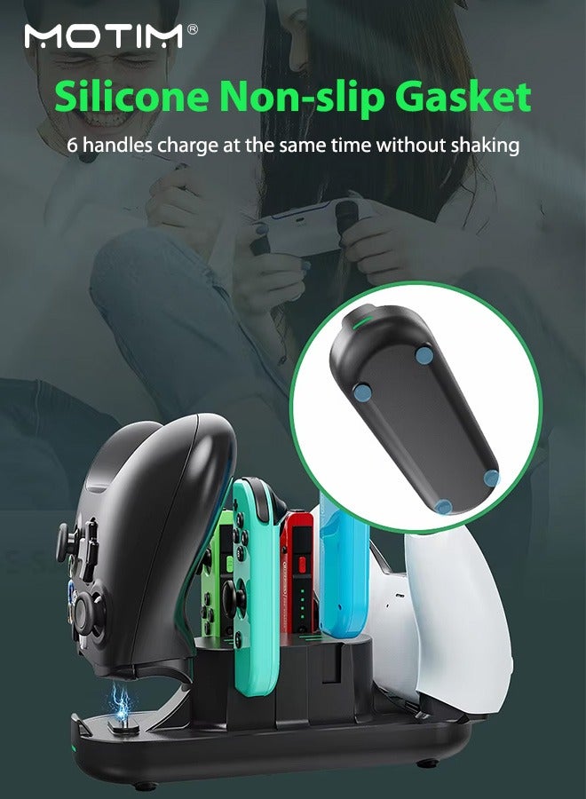 Motim Controllers Charging Dock for Nintendo Switch, 6 in 1 Charging Station with LED Indication, Including Charging Cable, Fast Charging Dock Station for Switch Joy-Con/PS5/xbox Controllers  - Image 4
