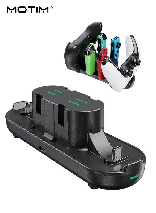 Motim Controllers Charging Dock for Nintendo Switch, 6 in 1 Charging Station with LED Indication, Including Charging Cable, Fast Charging Dock Station for Switch Joy-Con/PS5/xbox Controllers - Image 1