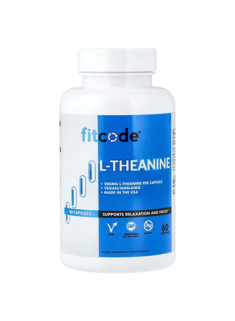 fitcode L-Theanine, 200 mg, 60 Veggie Capsules