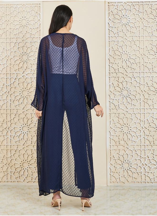 Styli - Oversized Chiffon Dobby Textured Kimono - Image 1