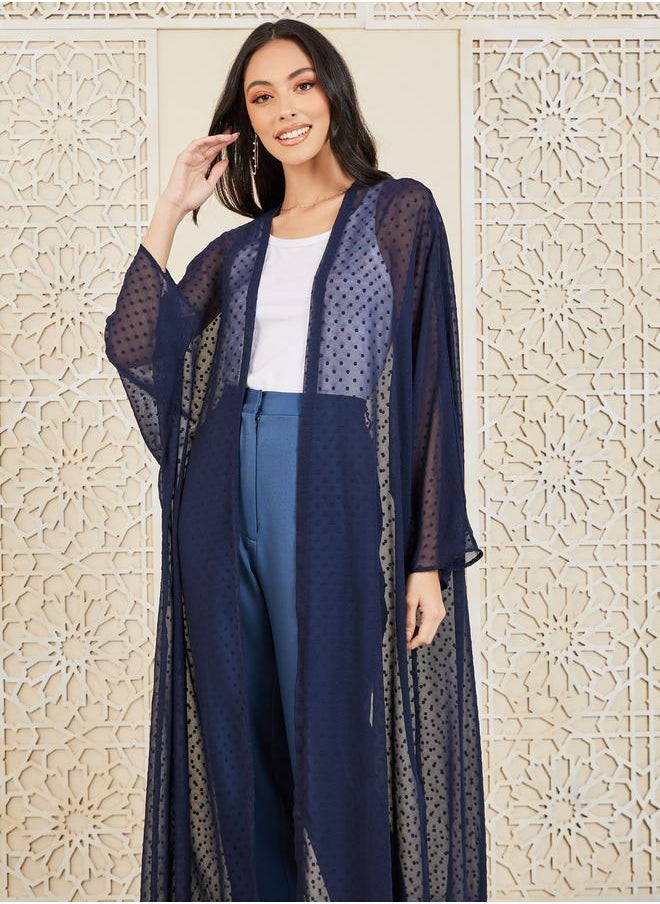 Styli - Oversized Chiffon Dobby Textured Kimono - Image 1