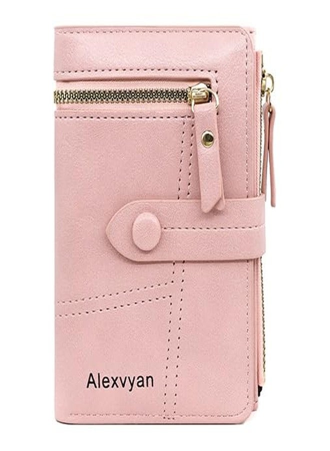 Alexvyan Medium Pink Women's Purse Wallet Organizer Female Hand Clutch Women/Ladies/Girls Wallets Credit Card Holder - Image 1