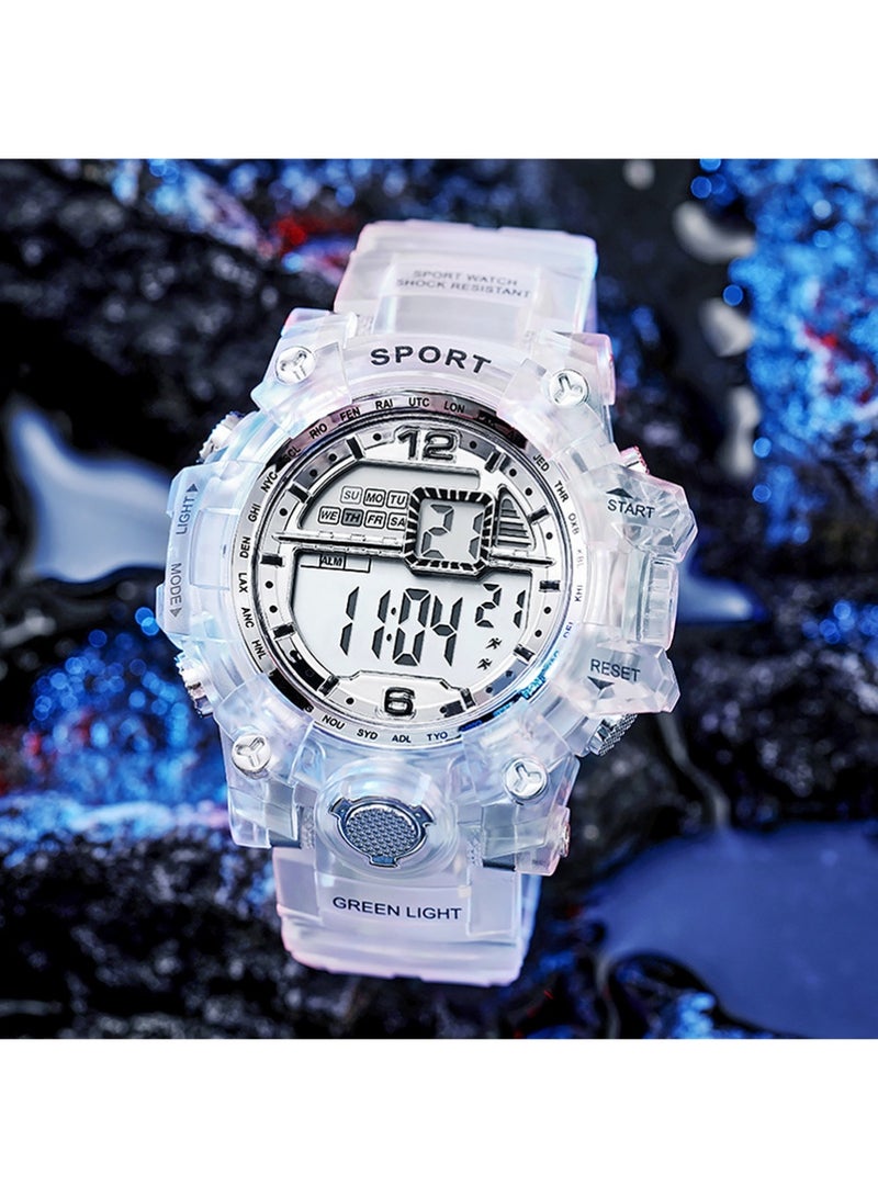 يوجي 5pcs الرجال الماء التناظرية الرقمية ساعة المعصم والرياضة ساعة المعصم ، الرياضة في الهواء الطلق ساعة إلكترونية تاريخ متعددة الوظائف LED إنذار ساعة توقف. - Image 2