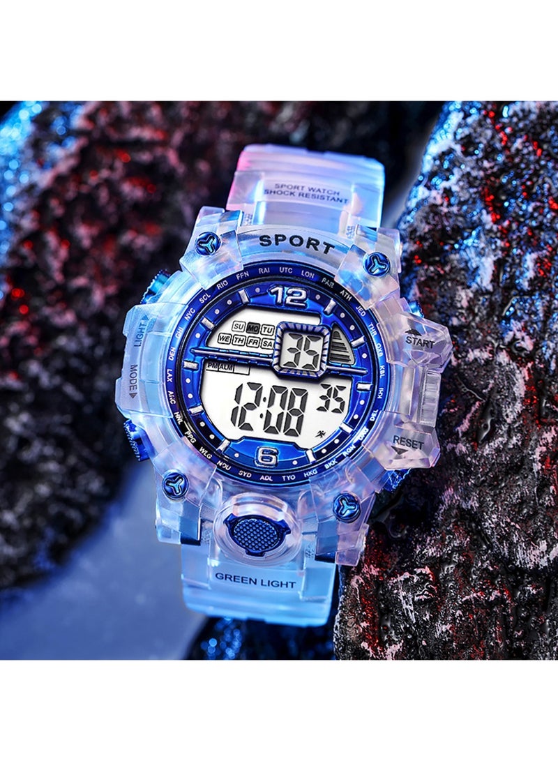 يوجي 5pcs الرجال الماء التناظرية الرقمية ساعة المعصم والرياضة ساعة المعصم ، الرياضة في الهواء الطلق ساعة إلكترونية تاريخ متعددة الوظائف LED إنذار ساعة توقف. - Image 5