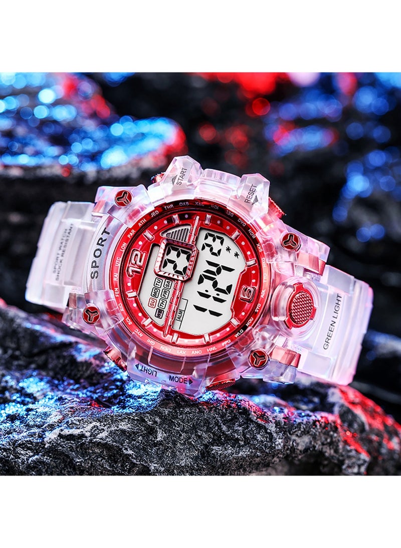 يوجي 5pcs الرجال الماء التناظرية الرقمية ساعة المعصم والرياضة ساعة المعصم ، الرياضة في الهواء الطلق ساعة إلكترونية تاريخ متعددة الوظائف LED إنذار ساعة توقف. - Image 3