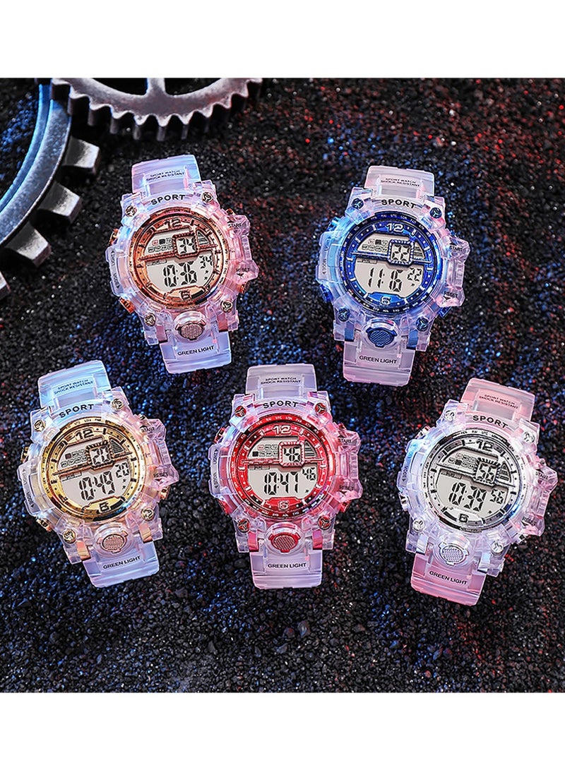 يوجي 5pcs الرجال الماء التناظرية الرقمية ساعة المعصم والرياضة ساعة المعصم ، الرياضة في الهواء الطلق ساعة إلكترونية تاريخ متعددة الوظائف LED إنذار ساعة توقف. - Image 1