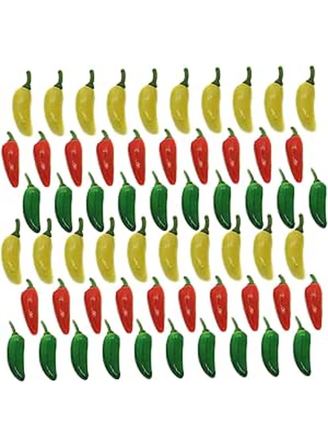 60 Pcs Mini Simulation Peppers Lightweight Play Food For Color Recognition - Image 1