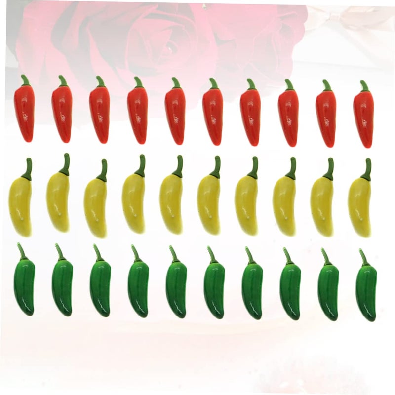 60 Pcs Mini Simulation Peppers Lightweight Play Food For Color Recognition - Image 4