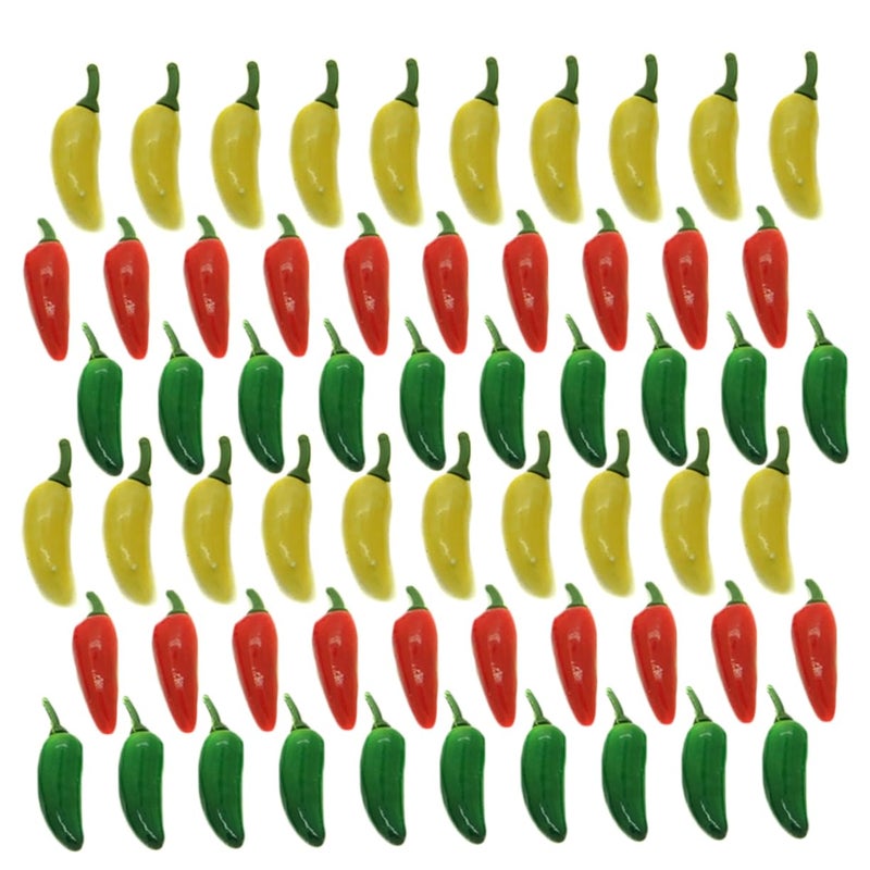 60 Pcs Mini Simulation Peppers Lightweight Play Food For Color Recognition - Image 2
