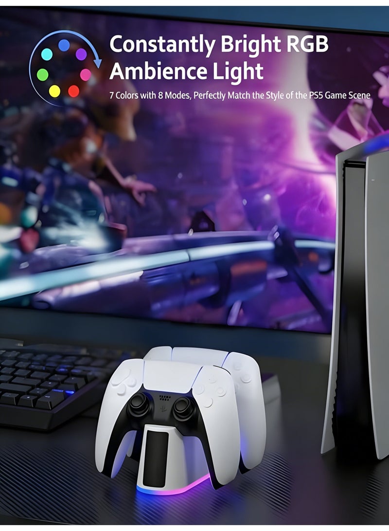 Closeli PS5 Controller Charging Station, PS5 Charger Stand,PS5 Fast Charging Dock, Adjustable RGB Light, LED Indicator, Type-C,Click-In Design, Safe Intelligent Protection,PS5 Charger Stand,PS5 Accessories - Image 4