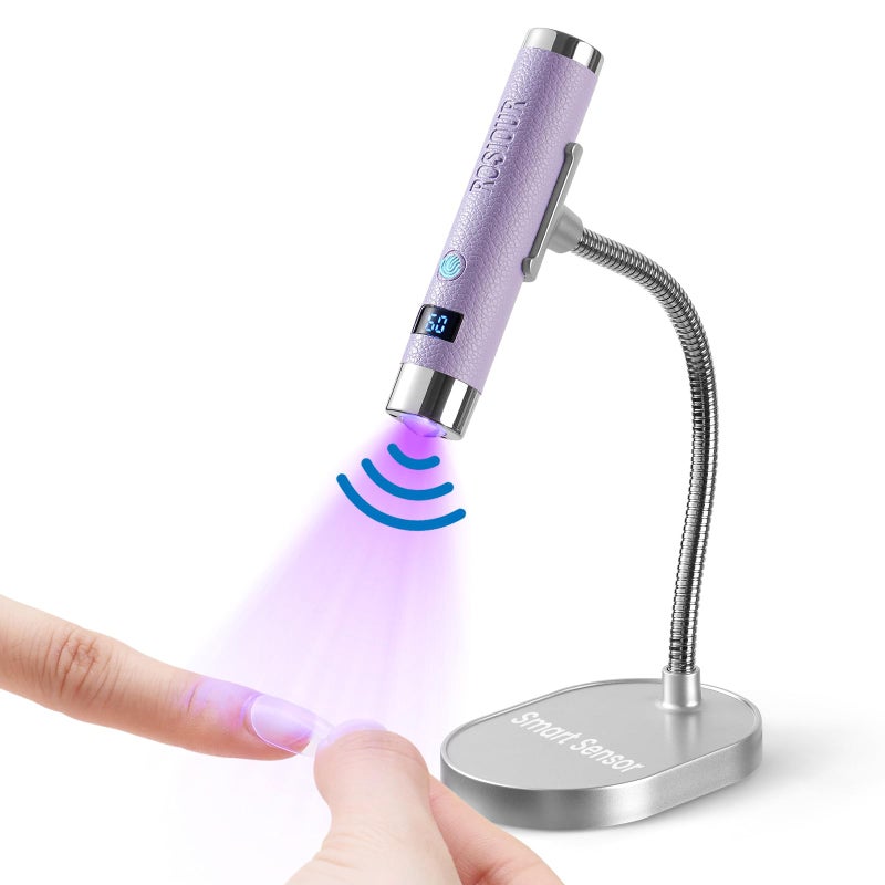 Rosiour Mini UV Lamp for Gel Nails- Rechargeable Handheld Nail U V Led Curing Light with Stand- Flash Cure Fast Dry UV Lamp with Auto Sensor for Home Manicure and Salon (Purple) - Image 1