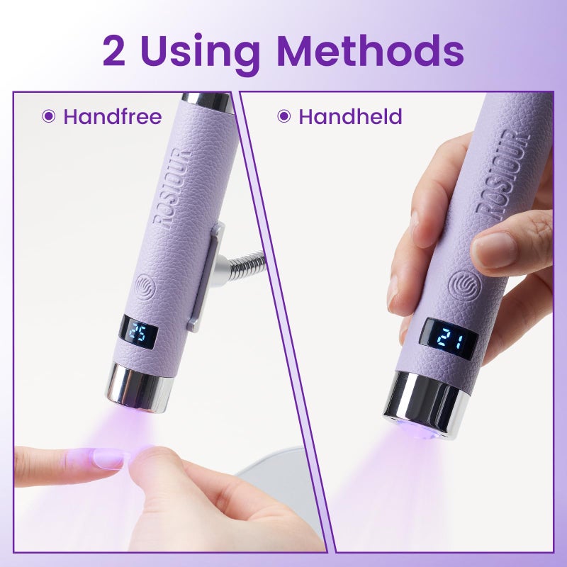 Rosiour Mini UV Lamp for Gel Nails- Rechargeable Handheld Nail U V Led Curing Light with Stand- Flash Cure Fast Dry UV Lamp with Auto Sensor for Home Manicure and Salon (Purple) - Image 3