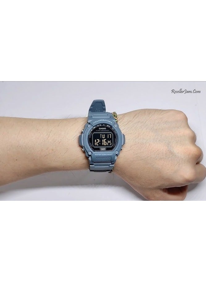 كاسيو ساعة كاسيو للرجال W-219HC-2BVDF رقمية بمينا اسود وبسوار راتنج ازرق للرجال - Image 2