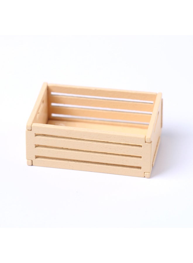 Mini Fruit Wooden Frame Storage Box Storage Frame Basket Dollhouse Doll House Model Accessories Miniature Scene Outfit-Color:Wood Color Fruit Wooden Frame  - Image 1