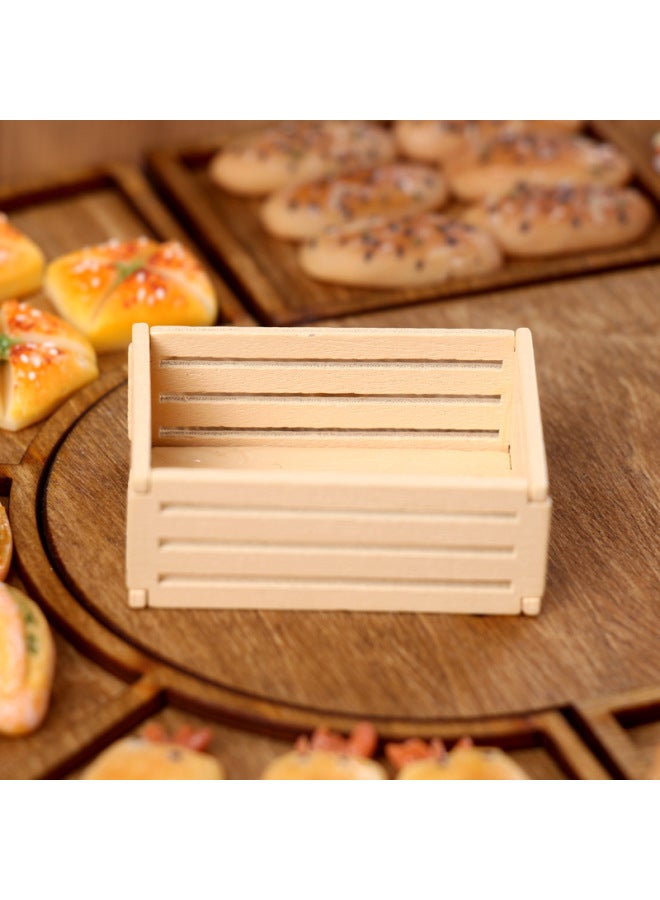 Mini Fruit Wooden Frame Storage Box Storage Frame Basket Dollhouse Doll House Model Accessories Miniature Scene Outfit-Color:Wood Color Fruit Wooden Frame  - Image 2