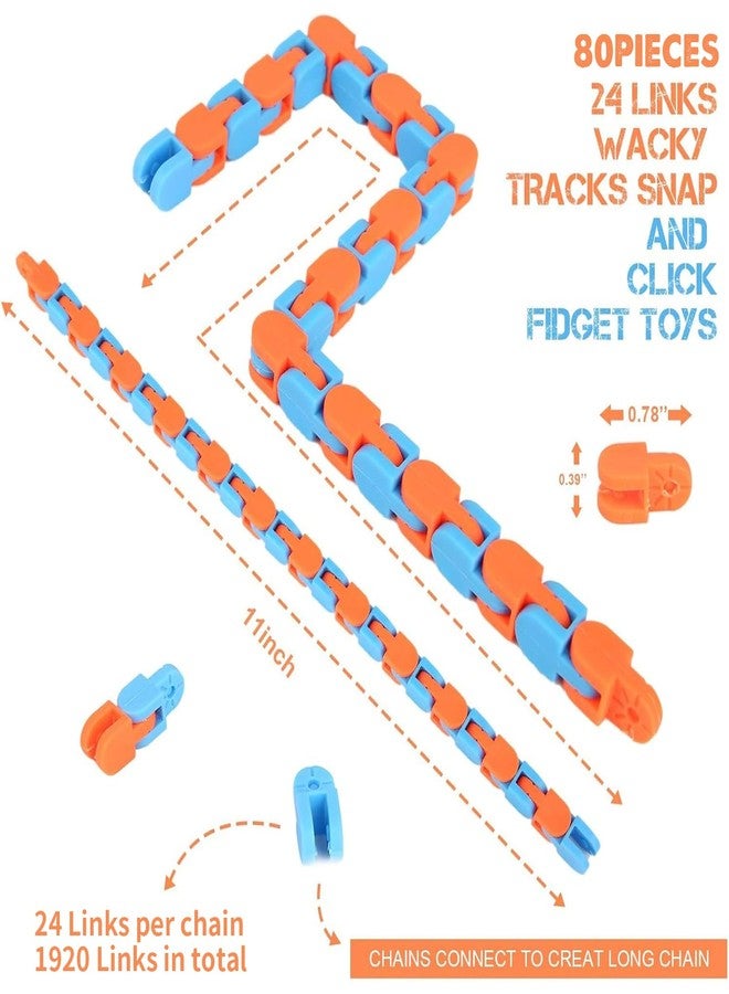 Vanblue 80Pcs Fidgets Bulks Wacky Tracks Fidget Toys Snap Fidgets Snake Click Toys Valentines Day Gifts for Kids Adults Birthday Goodie Bag Stuffers Classroom Prizes Sunday School Supplies Party Favors - Image 2