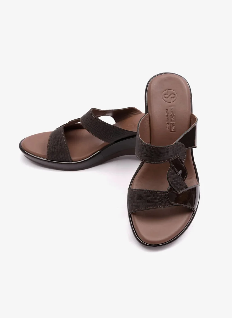 Comfort Plus COMFORT PLUS HIGH HEEL WOMENS PATENT LEATHER SANDALS BROWN