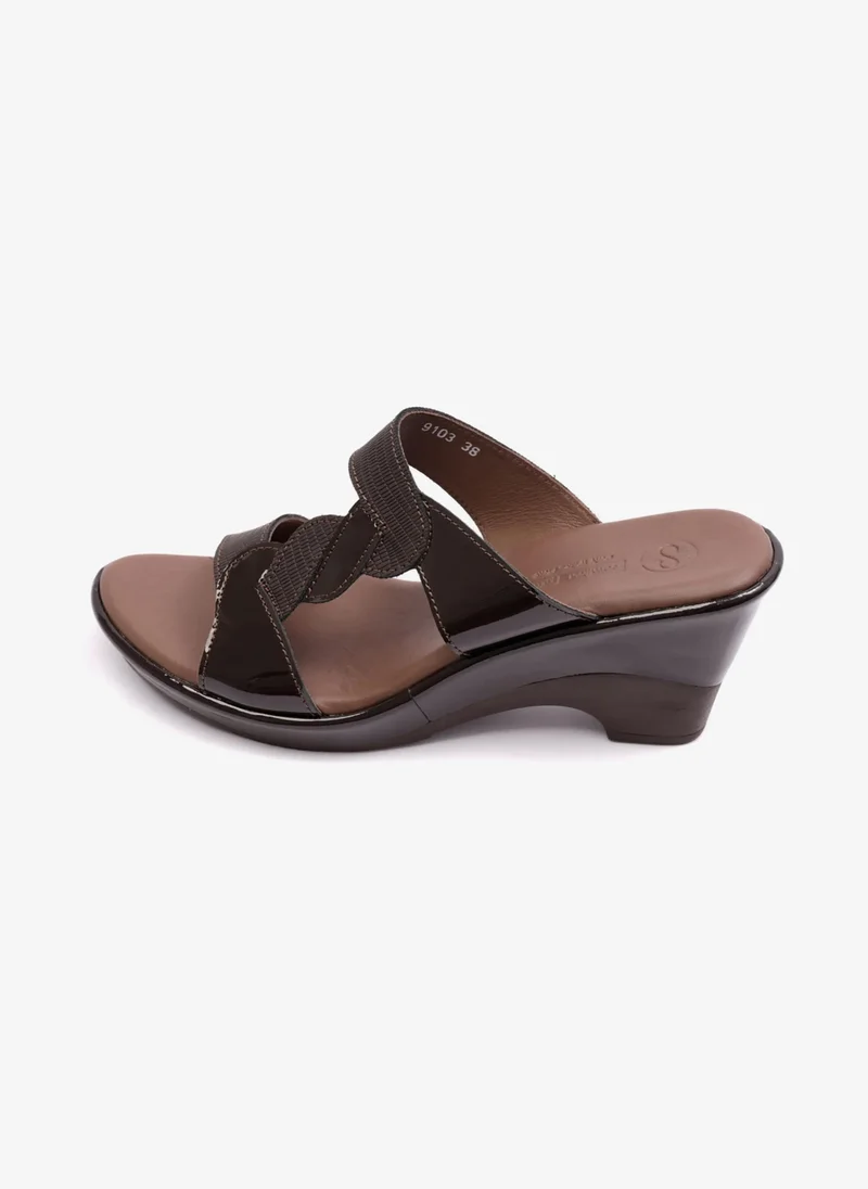 Comfort Plus COMFORT PLUS HIGH HEEL WOMENS PATENT LEATHER SANDALS BROWN
