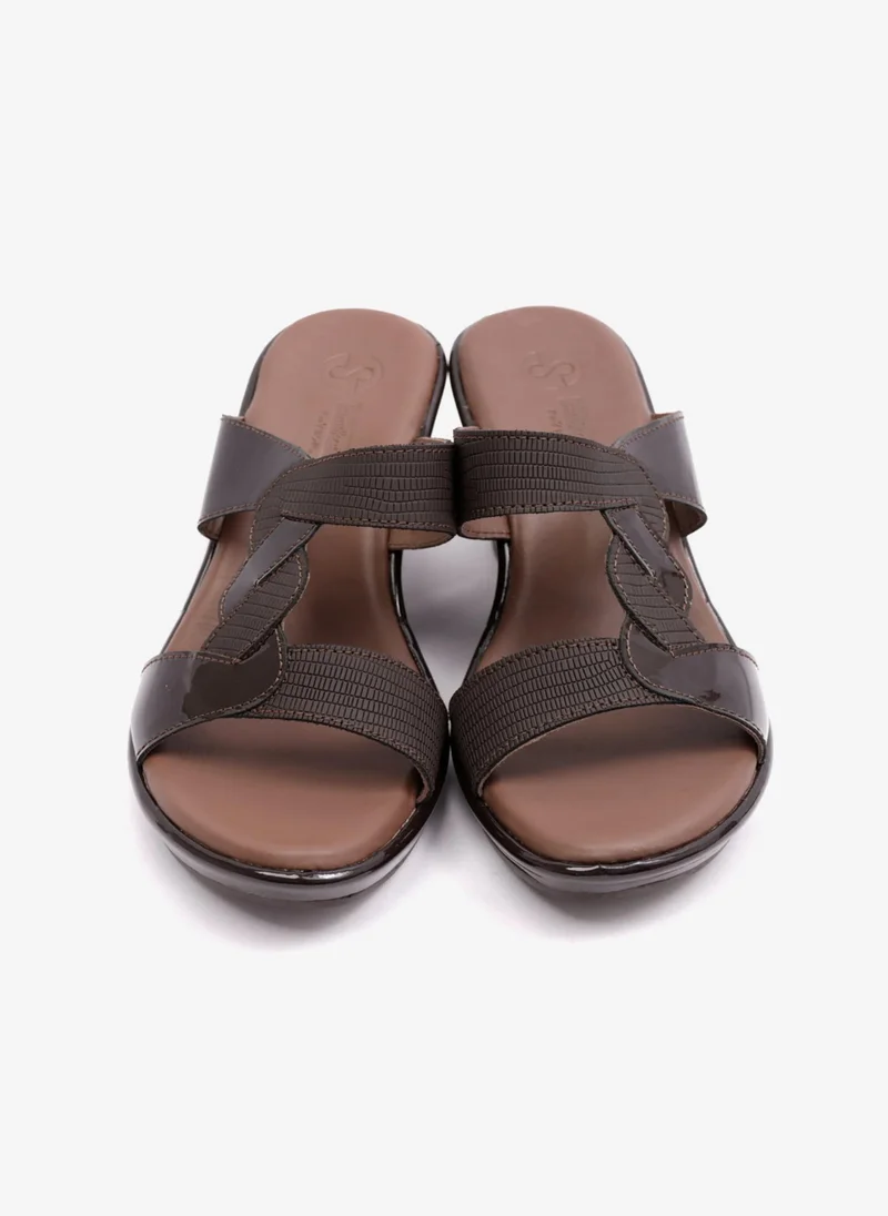 Comfort Plus COMFORT PLUS HIGH HEEL WOMENS PATENT LEATHER SANDALS BROWN