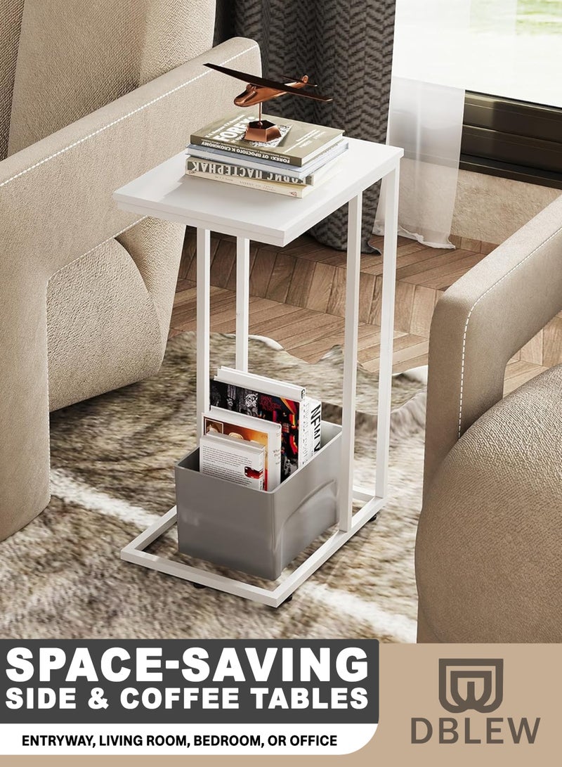 DBLEW C-Shaped End Table for Sofa & Bed – Slim Side Table with Steel Frame and Smooth Top, 40×30×60 cm - Image 1