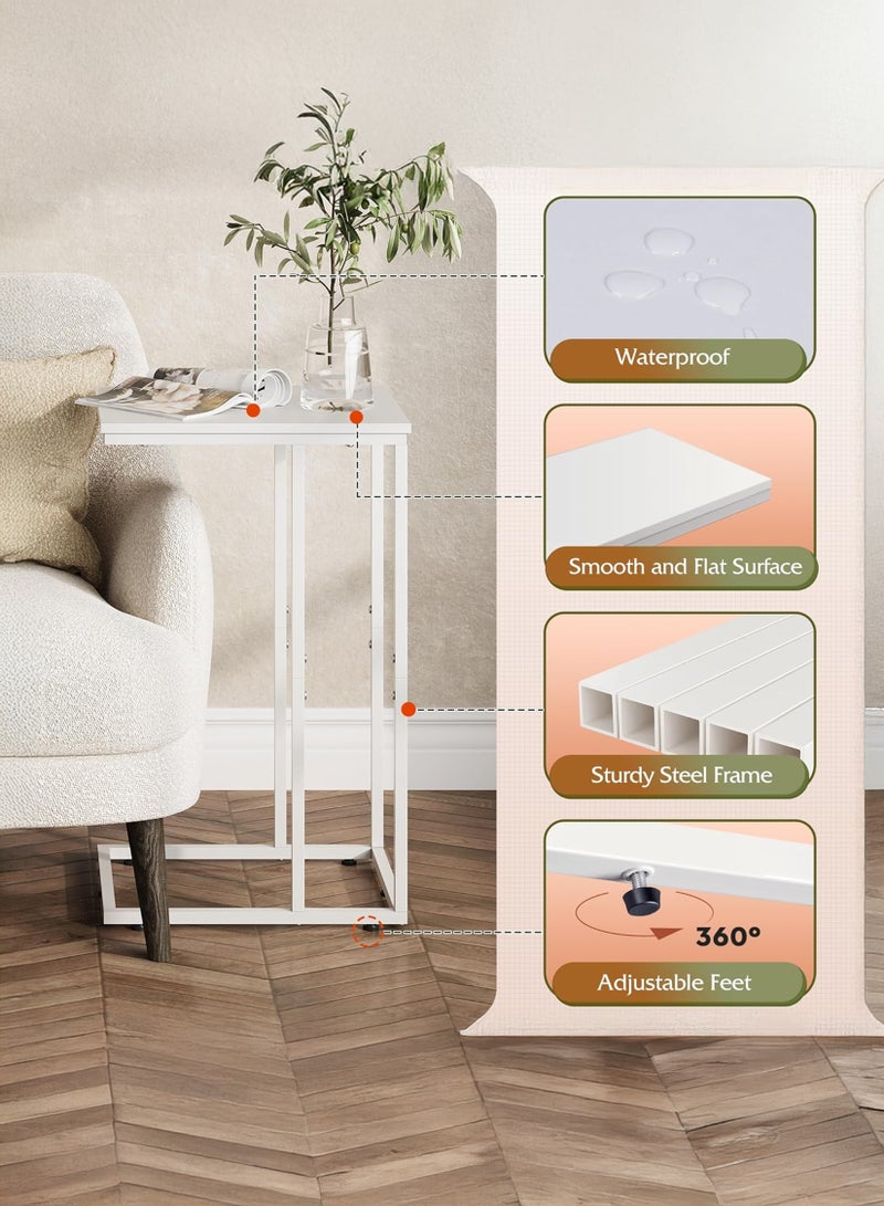 DBLEW C-Shaped End Table for Sofa & Bed – Slim Side Table with Steel Frame and Smooth Top, 40×30×60 cm - Image 2
