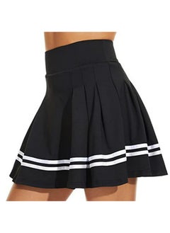 ThreeH High-Waisted A-Line Pleated Skirt Girls School Uniform Mini Skirt Built-In Lining Shorts Women Golf Tennis Skirt Skorts Black  - Image 1