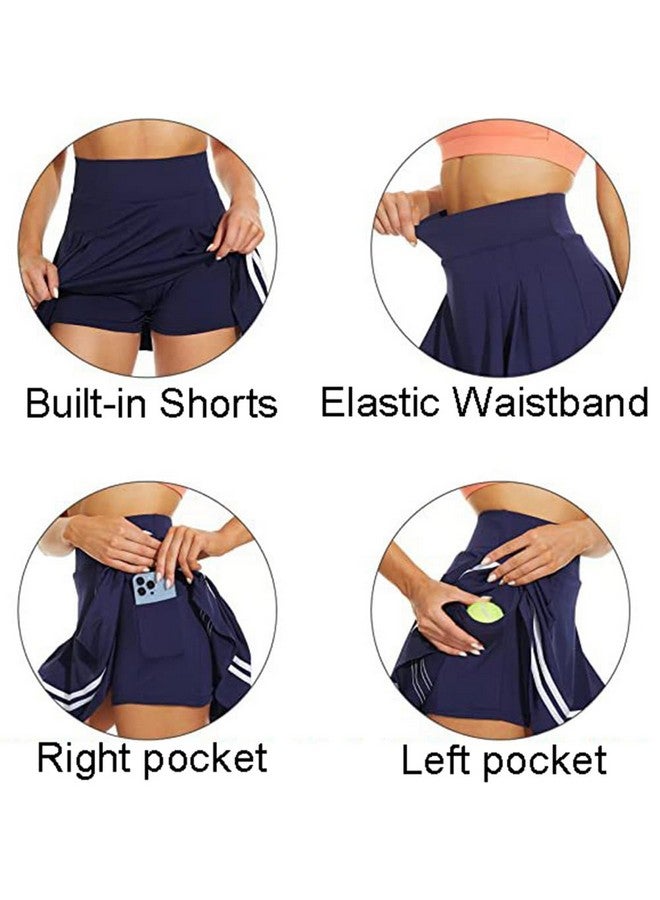 ThreeH High-Waisted A-Line Pleated Skirt Girls School Uniform Mini Skirt Built-In Lining Shorts Women Golf Tennis Skirt Skorts Black - Image 3