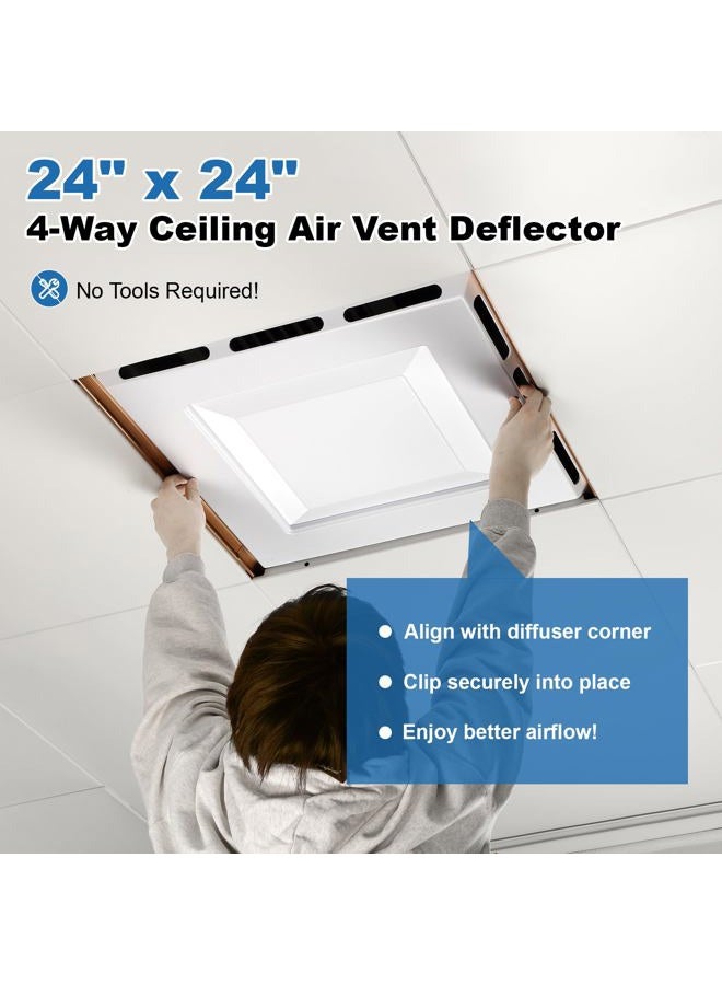 Fancat 4-Way Ceiling Air Vent Deflector 24"x24", Fits Standard 2' x 2' Ceiling Grid, Tool-Free Installation, Airflow Redirector for Offices, Classrooms, and Commercial Spaces - Image 2