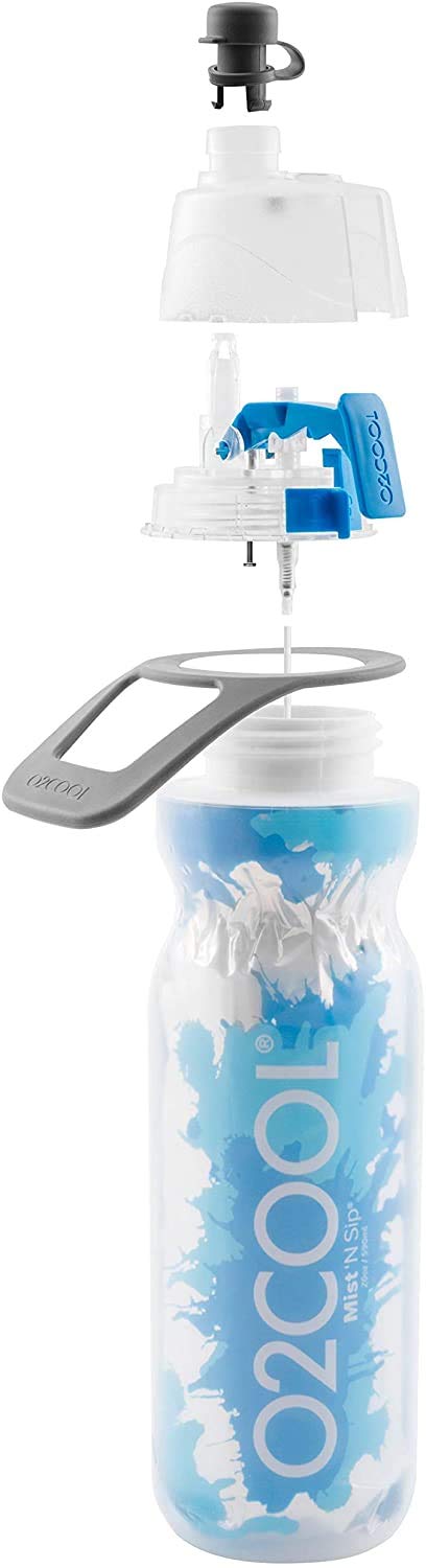 O2COOL Mist 'N Sip Misting Water Bottle 2-in-1 Mist And Sip Function With No Leak Pull Top Spout Reusable Sports Water Bottle - 20 oz (Crackle Green) - Image 5