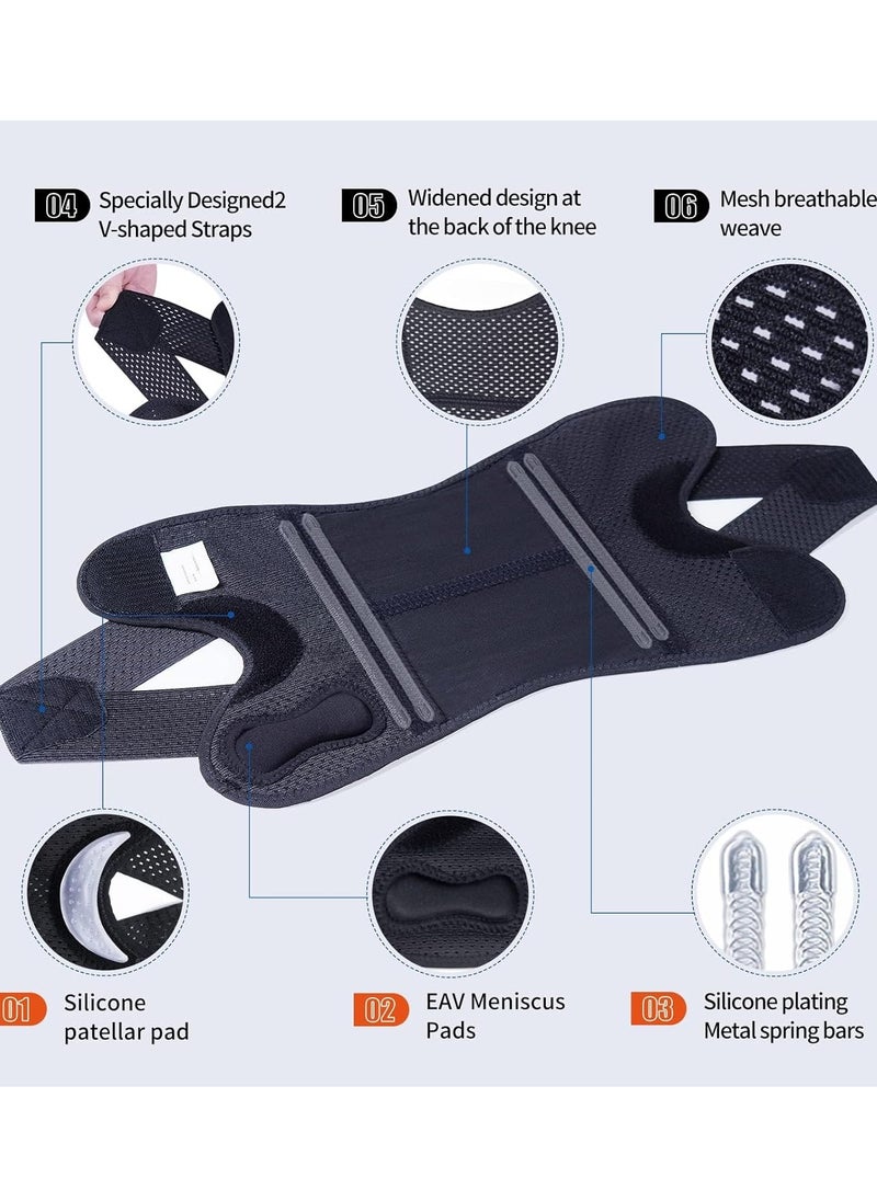 KASTWAVE Professional Knee Brace with Side Stabilizers, Adjustable Knee Support with Meniscus Pad& Patella Gel Pad for Meniscus Tear Knee Pain ACL MCL Injury Recovery Men & Women, Workout, Sports (L)  - Image 2