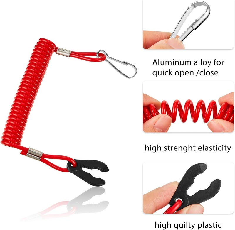 Frienda 4 Pieces Universal Outboard Switch Keys with Stop Switch Lanyard Cord Safety Lanyard Suit for Most Board Engine - Image 3