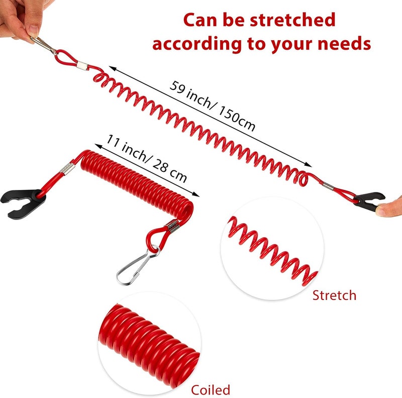 Frienda 4 Pieces Universal Outboard Switch Keys with Stop Switch Lanyard Cord Safety Lanyard Suit for Most Board Engine - Image 2