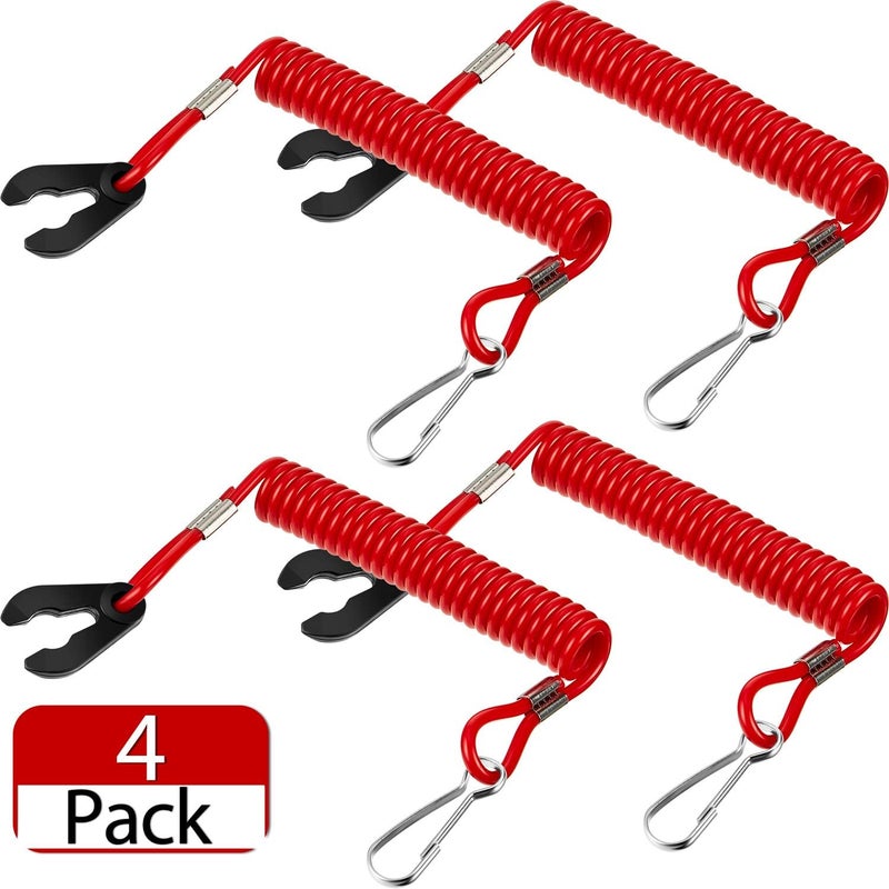 Frienda 4 Pieces Universal Outboard Switch Keys with Stop Switch Lanyard Cord Safety Lanyard Suit for Most Board Engine - Image 1