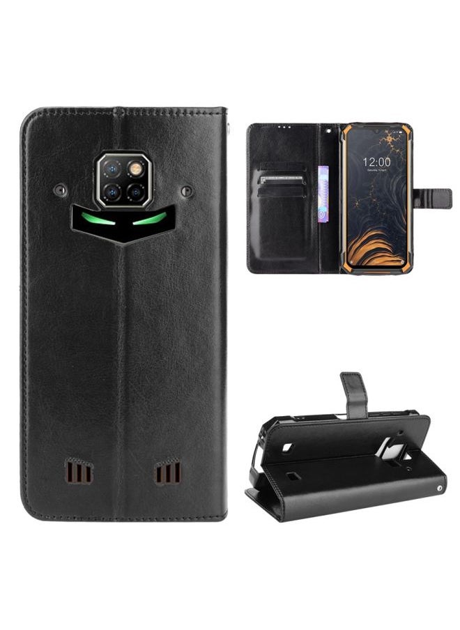 Generic Case Cover For Doogee S88 Plus / S88 Pro Crazy Horse Texture Horizontal Flip Leather Case with Holder & Card Slots & Lanyard Black 