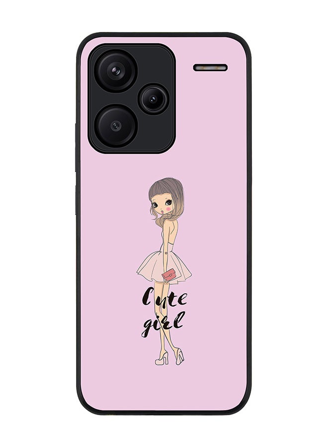 Stylizedd Rugged Black Edge Case for Xiaomi Redmi Note 13 Pro Plus, Slim fit Case Flexible Anti Drop TPU Gel Thin Cover -  Coy Cute Girl - Image 1