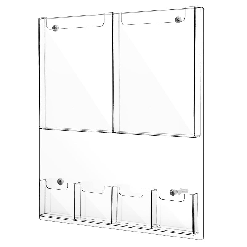 Eersida 6 Pocket Acrylic Brochure Holder Wall Mount 2165 x 1772 Inches Plastic Magazine Holder Literature Multi Display Clear Pamphlet Display Flyer