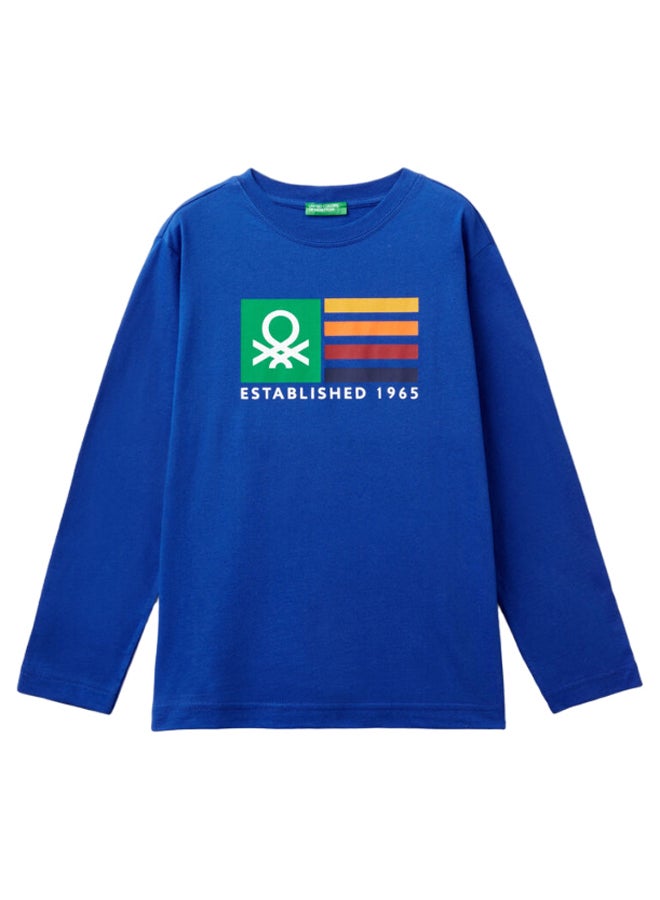 بينيتون تيشيرت أولاد مطبوع بأكمام طويلة - Image 1