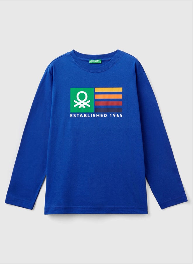 بينيتون تيشيرت أولاد مطبوع بأكمام طويلة - Image 4