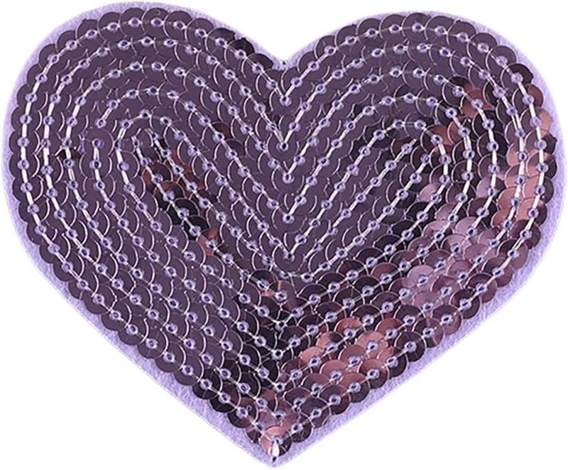 بقع حديدية على شكل قلب أرجواني 10 قطع تطريز الترتر للملابس الجينس والقبعات - Image 1