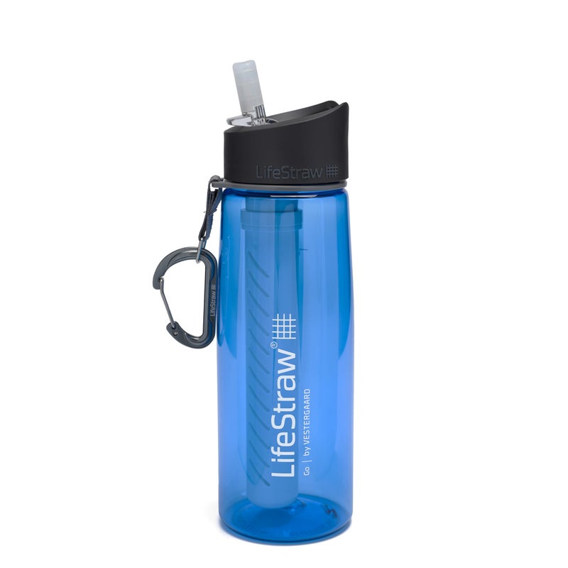 LifeStraw Go Water Filter Bottle with 2-Stage Integrated Filter Straw for Hiking, Backpacking, and Travel, Blue - Image 1