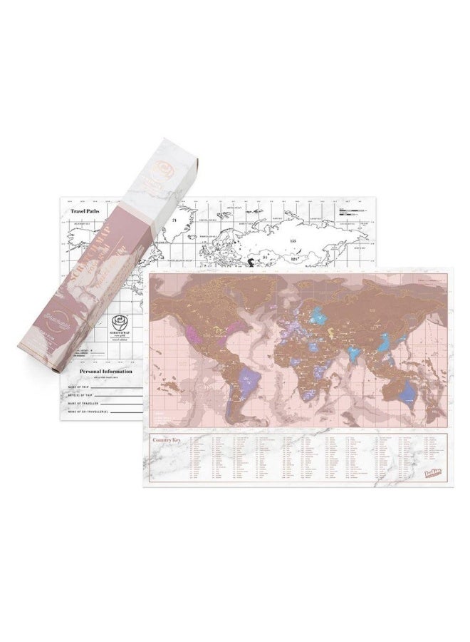 Minix خريطة خدش - إصدار السفر باللون الوردي الذهبي