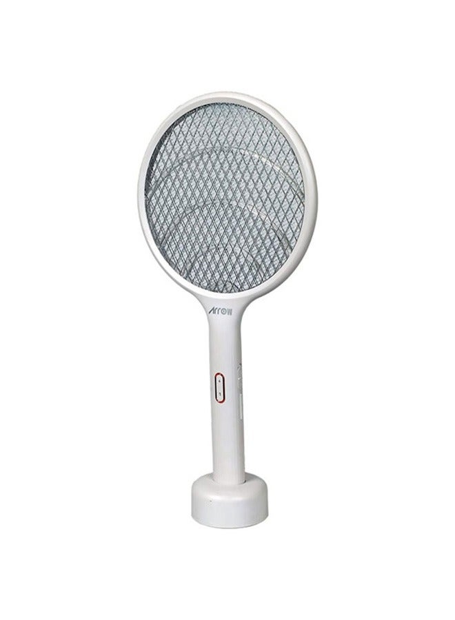 ارو مضرب حشرات 2 في 1 وصاعق بعوض | شاحن كهربائي محمول وأرضي | قاعدة شحن | يعمل أثناء الشحن | لون أبيض | الموديل: RO-P101SW - Image 2