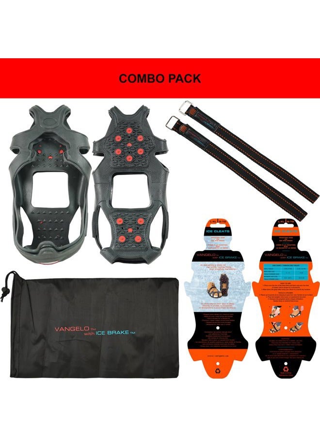 VANGELO Tungsten Ice Cleats with Straps for Winter Boots and Shoes Anti-Slip Grippers on Ice Snow Surface with Reflective BackSize L-XL - Image 2