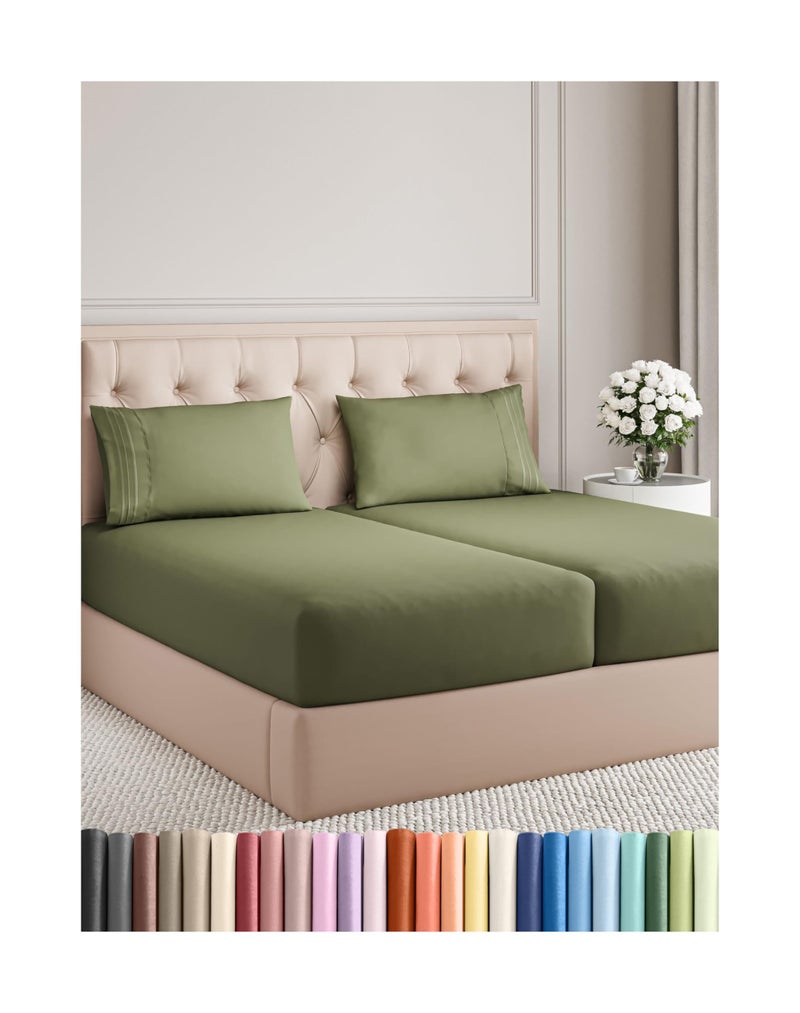 CGK Unlimited Split King Size 5 Piece Sheet Set  Comfy Breathable  Cooling Bed Sheets Set  Hotel Luxury Bedding for Women Men Kids  Teens  Deep Pockets EasyFit Soft  Wrinkle Free  OekoTex  Sage Green