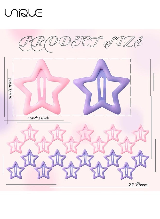 Unique 20 PCS Star Snap Hair Clips - Metal Hair Barrettes for Girls Women Cute Y2K 2000s Star Hairpins Headpieces - Non-Slip Star Hair Hairclip for Thin Thick Hair - Image 2