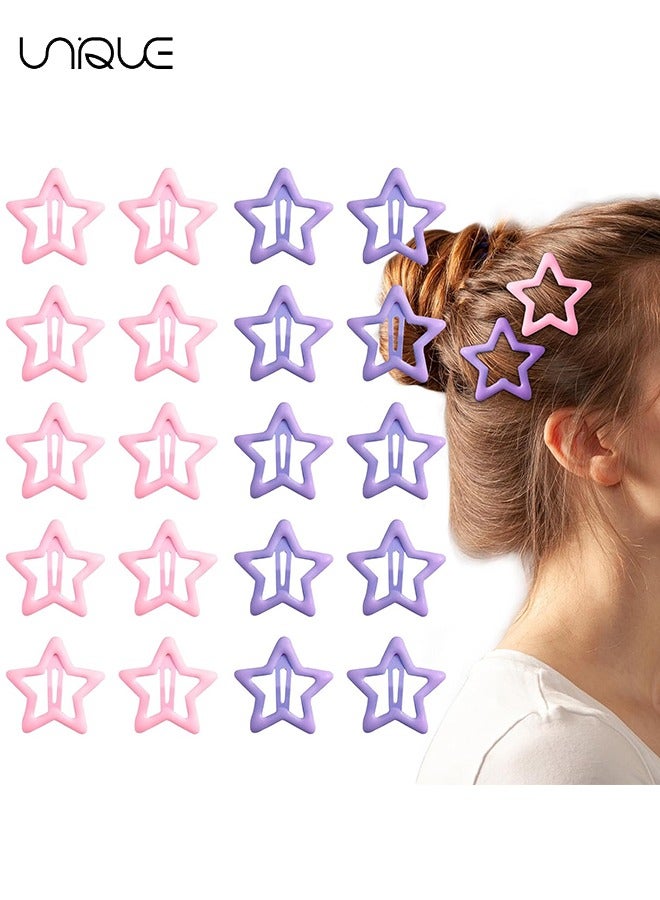 Unique 20 PCS Star Snap Hair Clips - Metal Hair Barrettes for Girls Women Cute Y2K 2000s Star Hairpins Headpieces - Non-Slip Star Hair Hairclip for Thin Thick Hair - Image 1
