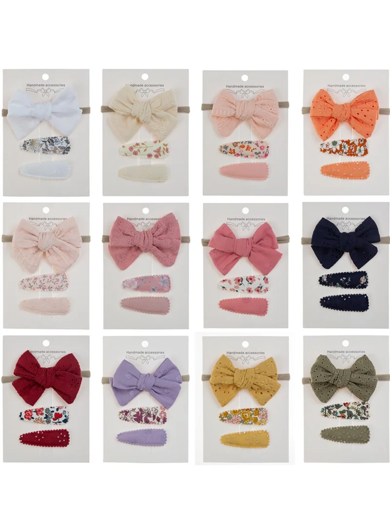 D'Daniela Jana Ribbon Bow Clip Set with Ponytail For Babies and Girls - Dark Peach