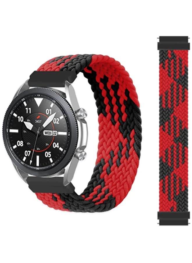 HuHa Band For Samsung Galaxy Watch Active / Active2 40mm / Active2 44mm Adjustable Nylon Braided Elasticity Watch Band, Size:125mm Red Black - Image 1