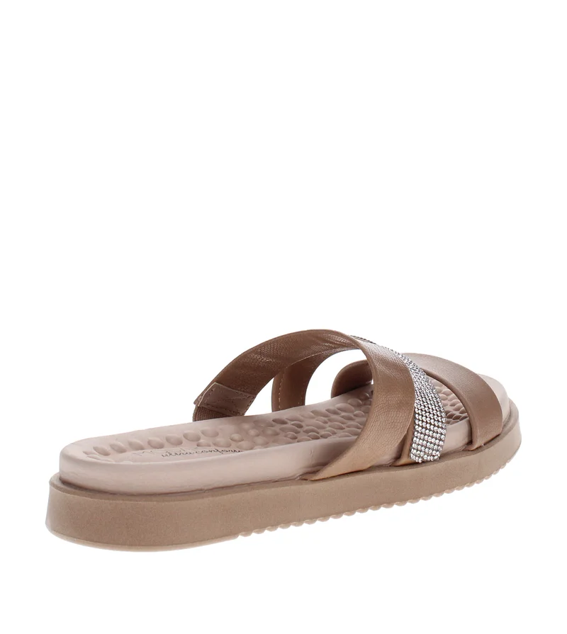 Modare  MODARE Flat Comfort Sandals for Ladies – TAN Comfort Sandals with Slip On | Comfortable PU Upper & TPR Sole for Women | Best Price UAE
